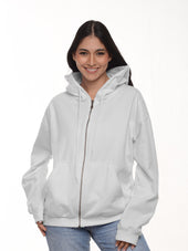Buzo Unisex con capucha y cierre color blanco · Aritex Colombia