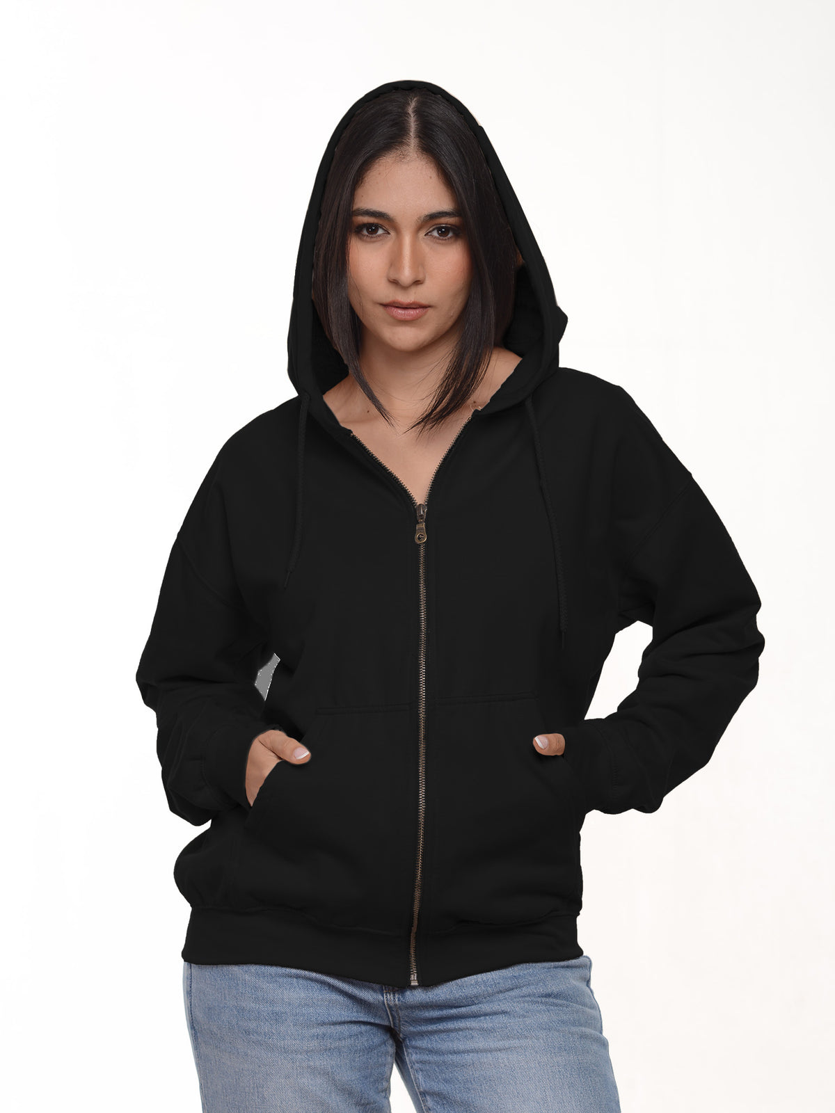 Buzo Unisex con capucha y cierre color negro · Aritex Colombia