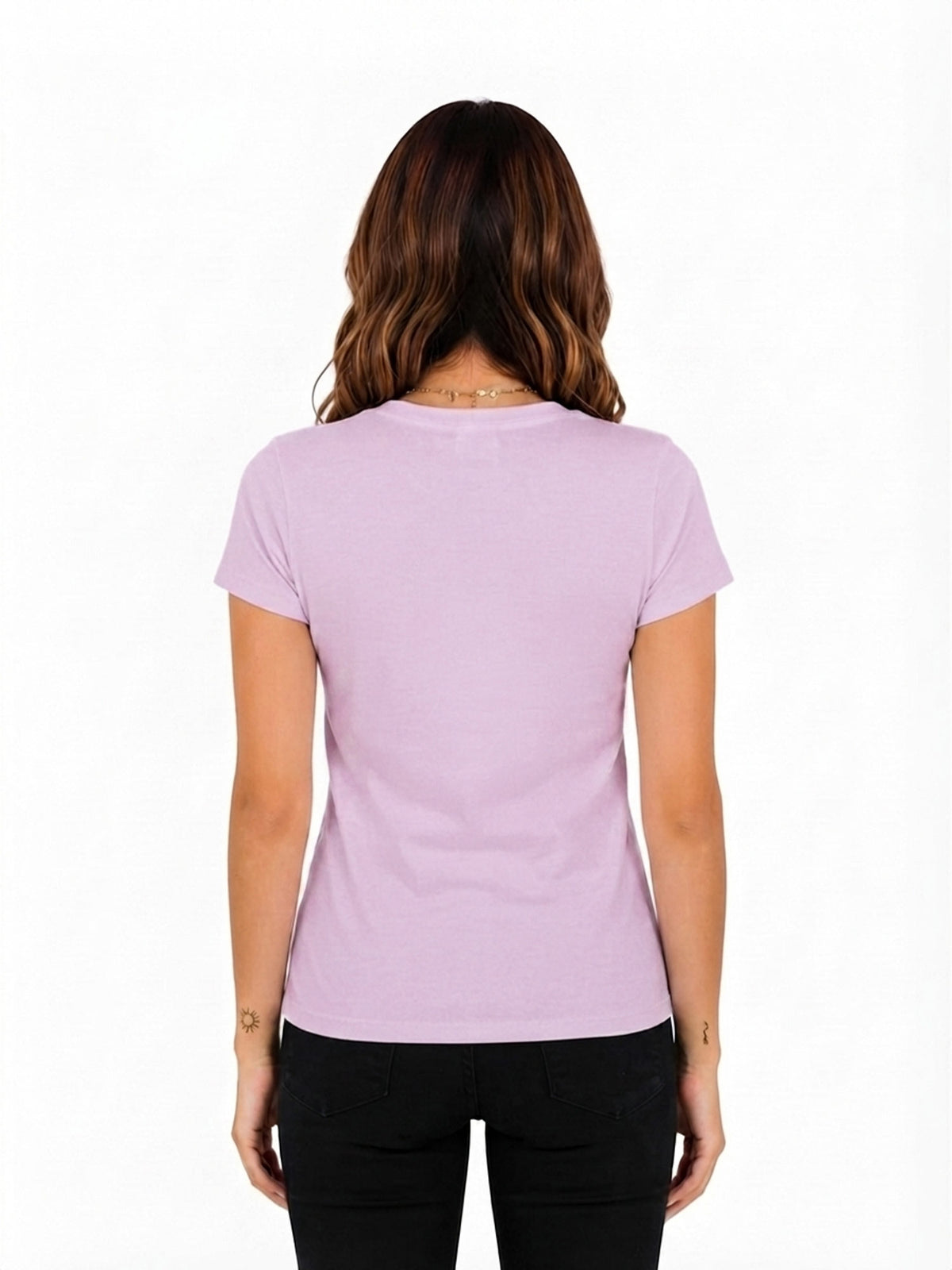 Camiseta mujer slim fit color lila, vista 2 · Aritex Colombia
