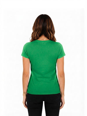 Camiseta mujer slim fit color verde cali, vista 2 · Aritex Colombia