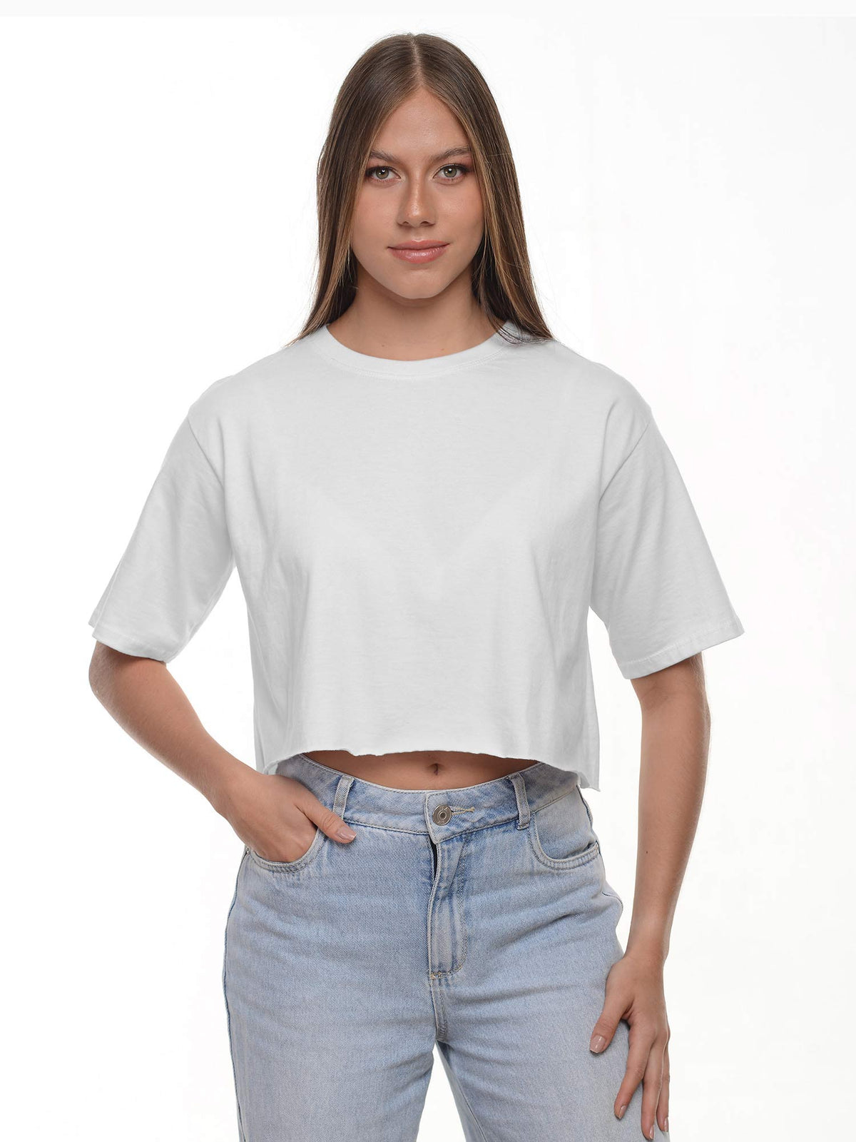 Camiseta mujer Crop oversize color blanco · Aritex Colombia