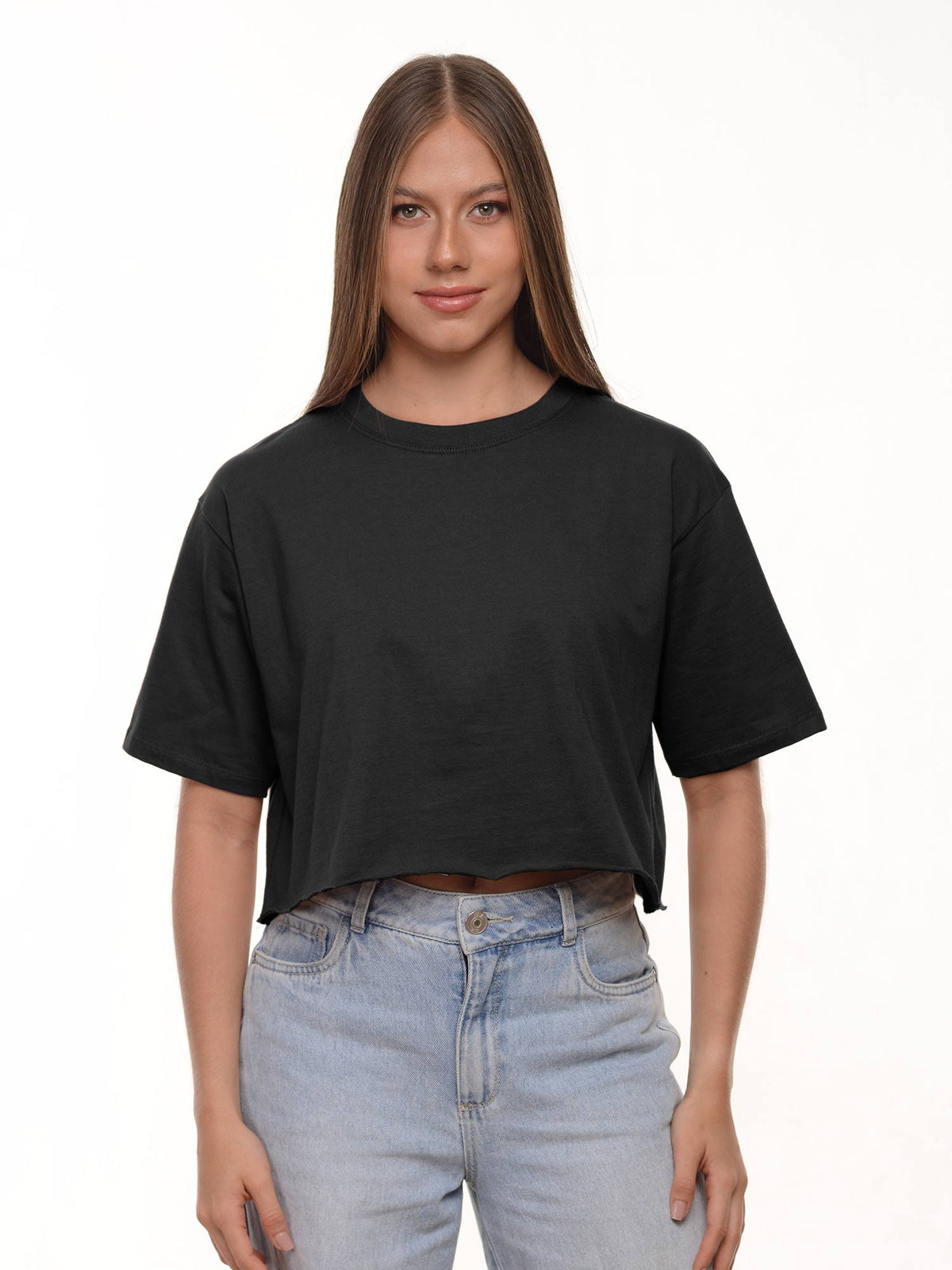 Camiseta mujer Crop oversize color negro · Aritex Colombia