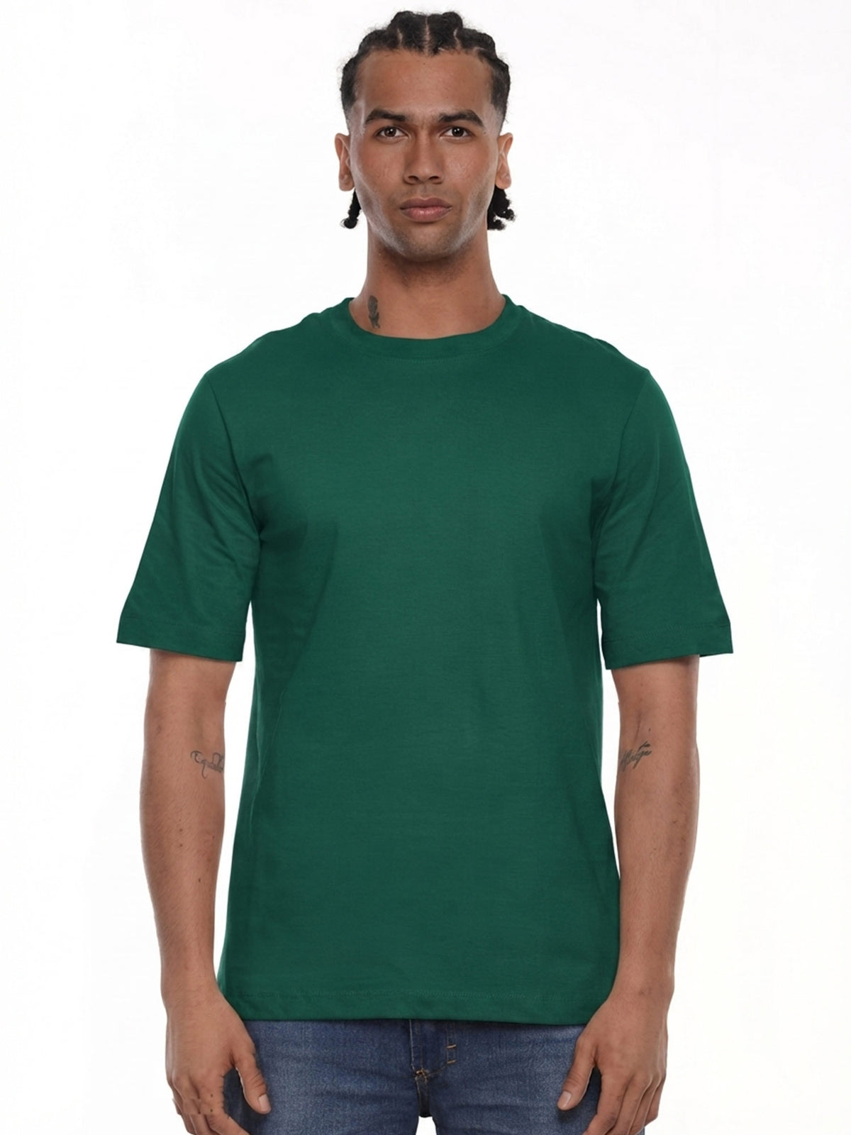 Camiseta hombre regular fit 230g color verde botella · Aritex Colombia
