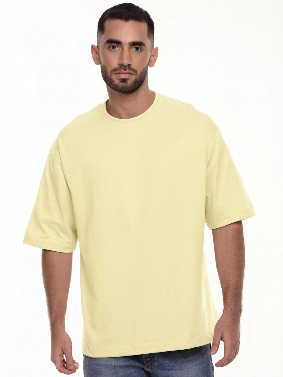 Camiseta hombre oversize 230g color amarillo mantequilla · Aritex Colombia