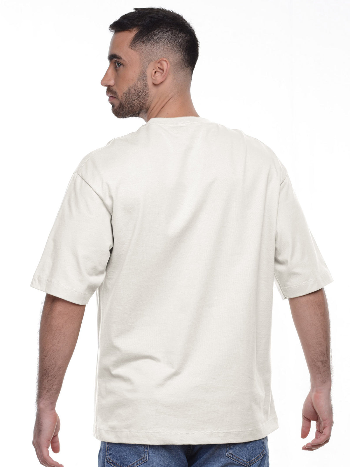 Camiseta hombre oversize 230g color marfil, vista 2 · Aritex Colombia