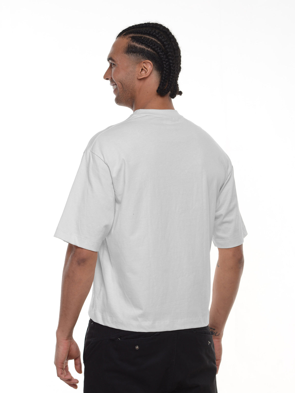 Camiseta hombre boxy fit color blanco, vista 2 · Aritex Colombia