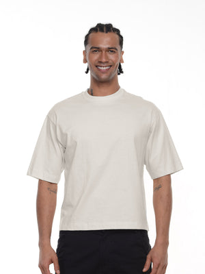 Camiseta hombre boxy fit color marfil · Aritex Colombia