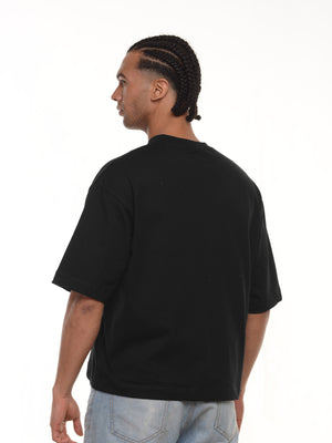 Camiseta hombre boxy fit color negro, vista 2 · Aritex Colombia